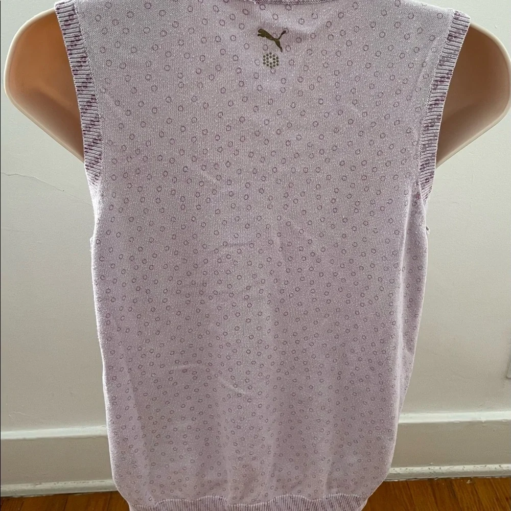 Puma Y2K lavender animal prints cotton preppy academia summer golf vest, size S